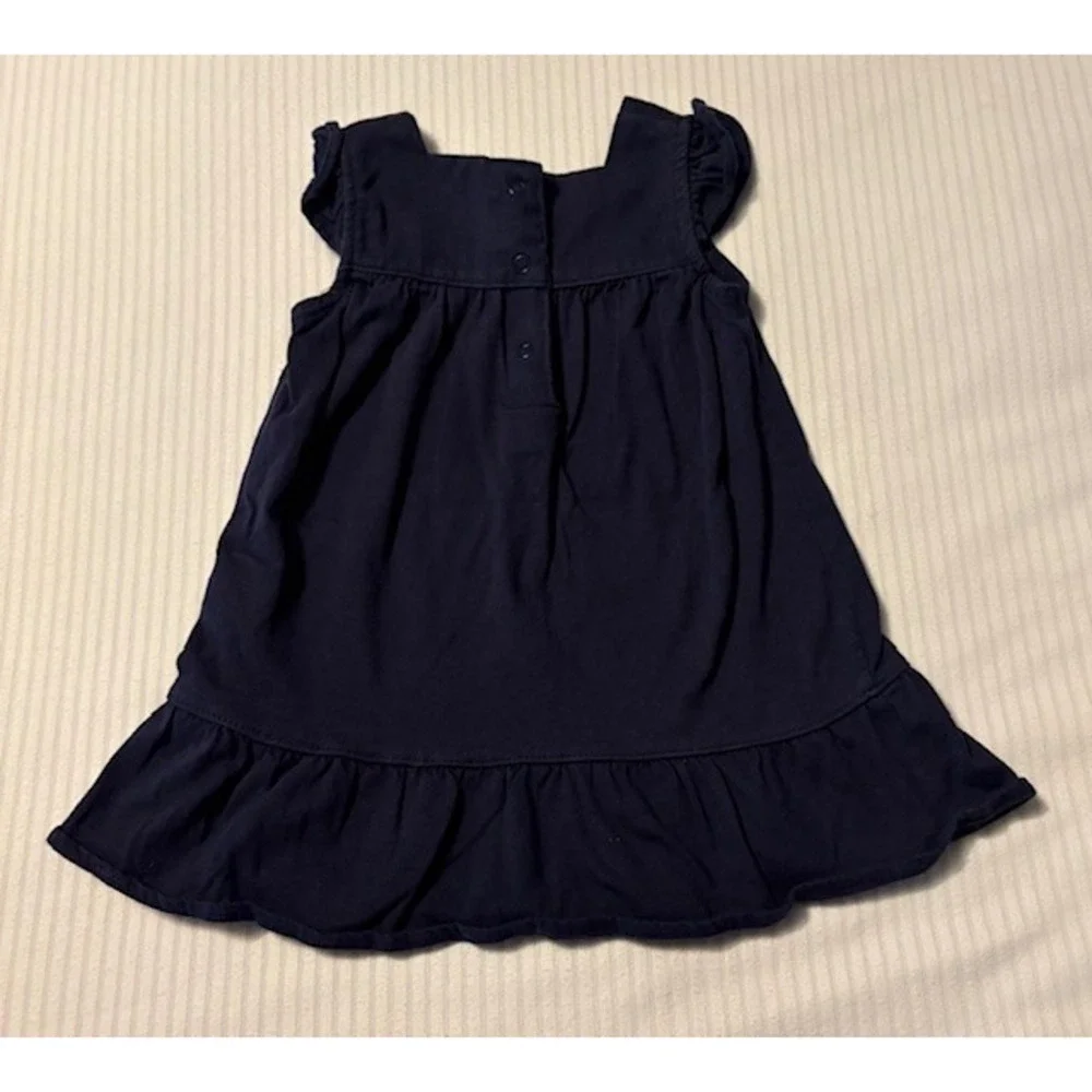 Carters size 9 months navy blue sleeveless dress with floral embroidery